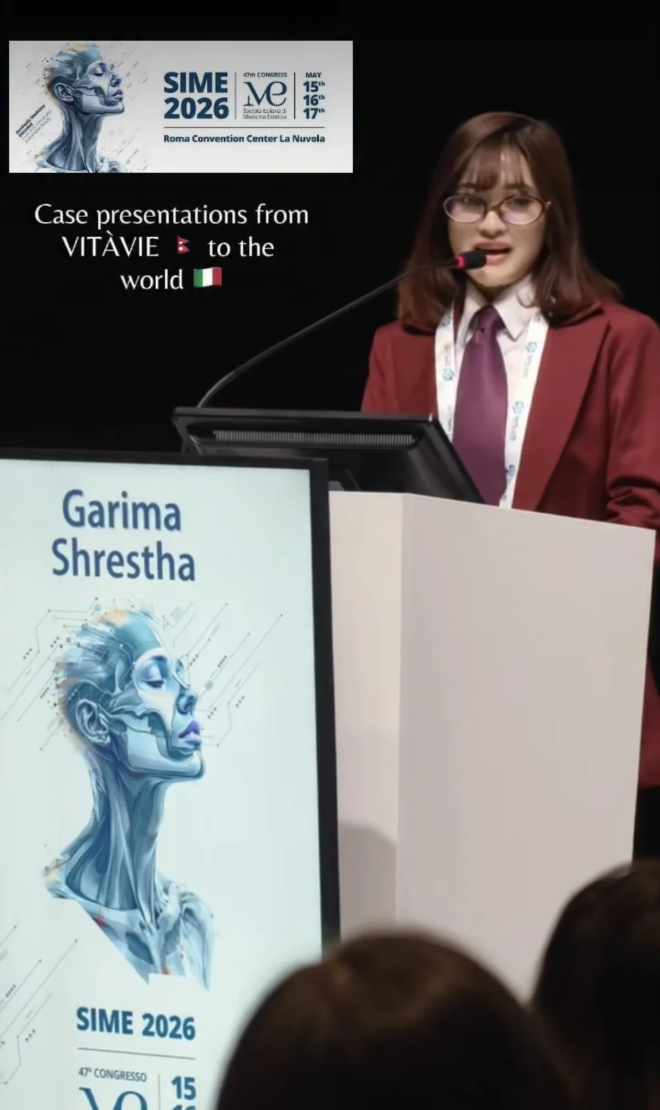 Dr. Garima presenting at the SIME congress in Italy, May 2026